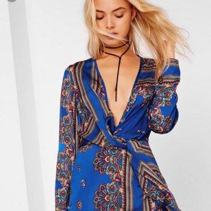 NWT Blue Paisley Long Sleeve Missguided Dress